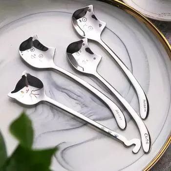 Десертная ложка Нержавеющая пищевая зеркальная поверхность с антипригарным покрытием Гладкая ложка для перемешивания из нержавеющей стали C