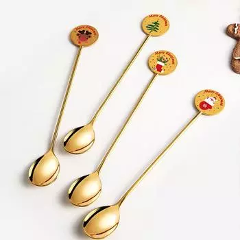 Десертная ложка с подарочной коробкой, набор, симпатичная рождественская посуда из нержавеющей стали, украшение на праздник, стиль 3