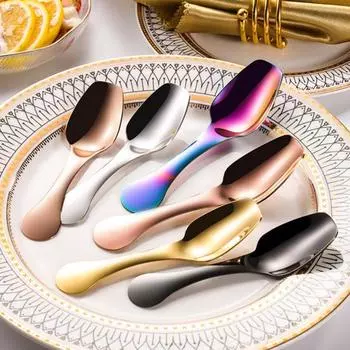 Десертная ложка Yousheng, сервировочная ложка из нержавеющей стали с эргономичной ручкой, универсальная кухонная утварь для дома