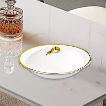 Десертная салатница, тарелка для пасты с крышкой, подарочная керамическая суповая тарелка с бортиком для свадебного ужина 6inch 150ml