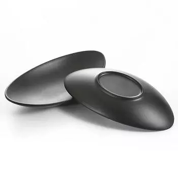 Десертная тарелка 1 шт., глубокая тарелка, овальная тарелка в форме слитка, матовая черная, для суши и морепродуктов в отеле, имитация фарфоровой посуды