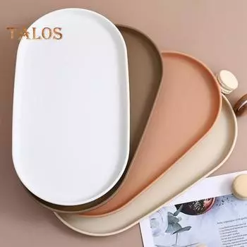 Десертная тарелка, пищевая многофункциональная 4 цвета, полезный овальный поднос для хранения, тарелка, кухонные аксессуары