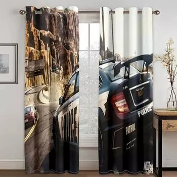 Дешевые 3D-печатные самолеты, грузовики, крутые машины, тонкие окна, шторы для мальчиков, мужчин, гостиной, спальни, кухни, офиса, декор, 2 шт. W50H60(CM)x2PCS&Hook