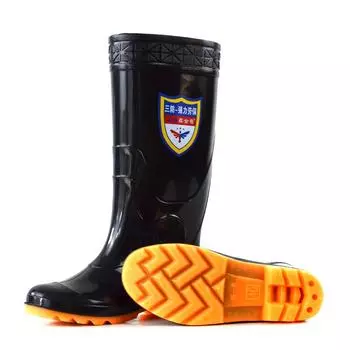 Дешевые Индивидуальный Логотип Обувь ПВХ Темно-Коричневый Без Подкладки Блестящий Резиновый Водонепроницаемый Для Мужчин Дождевые Сапоги Веллингтон 40 чёрный