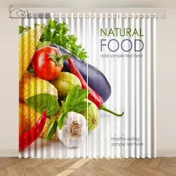 Дешевые кухонные шторы Кухня Еда Овощи Фрукты Печатные шторы Короткие шторы 2 панели rideaux chambre cortinas de salon 2x60Wx50H(CM)&Rod Pocket