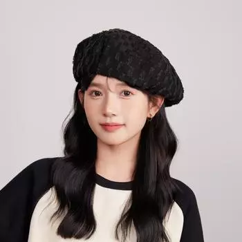 Design Beret Girls Fashion Style Painter Hat Four Seasons Literary Hollow Bud Hat Tide One size (55-59cm) adjustable слоновая кость