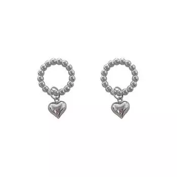 Design Glossy Love Small Bead Earrings Ins Cold Wind Fashion Hollow Circle Heart Shaped Hyunya Wind Earrings
