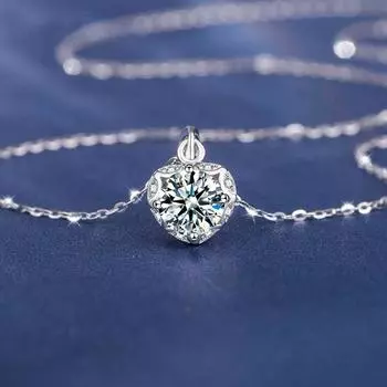 Дизайнерское ожерелье Love Heart Moissanite, женское, из серебра 925 пробы, в форме сердца, с цепочкой на ключицу 925