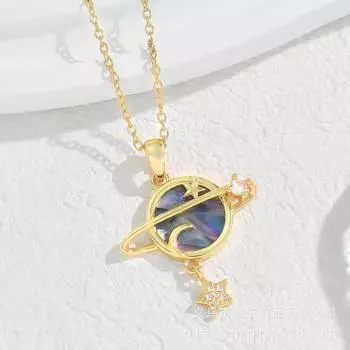 Design Planet Necklace Women S High Sense Personality Versatile Micro-Inlaid Pendant Collarbone Chain Necklace