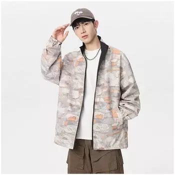 Design Sense, пальто с обеих сторон, мужской верх Ruffian Handsome на весну и осень, свободная повседневная куртка с воротником-стойкой M