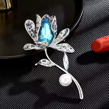 Дизайн Sense Элегантная роскошь Тяжелая промышленность Атмосфера Универсальный высококачественный Vale Pearl Empty Valley Orchid Coat Брошь синий