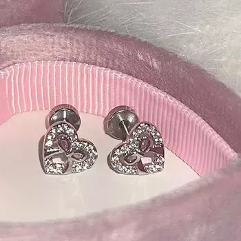 Design Sense Full Of Diamonds Love Bow Earrings Women Exquisite Small Personality Fashion Temperament Versatile Earrings Earrings