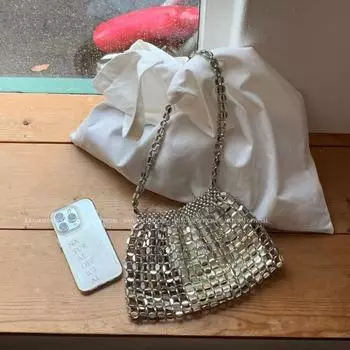 Design Sense - летняя сумка через плечо с плетеным бисером ручной работы серебряный