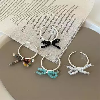 Design Sense Натуральный камень Жемчуг Лук Открытое кольцо Женское Милое Изысканное Уникальное Элегантное Универсальное Кольцо Кольцо