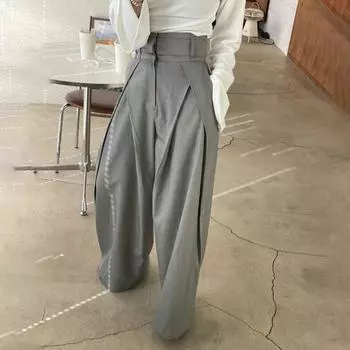 Design Sense Niche 3D Waist Slimming Wide Leg Sagging High Taist Casual Pants для женщин Весна XL чёрный