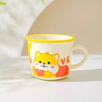 Design Sense Niche Office Water Cup Cute Pet Cartoon Illustration Animal Mug Household Couple Milk Breakfast Cup 301-400ml