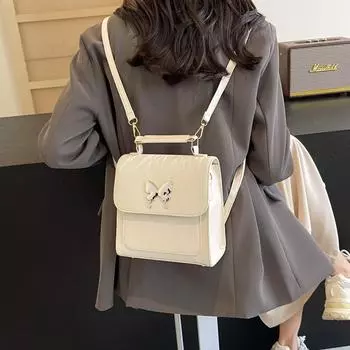 Дизайнерский стиль, однотонный цвет 2024, новый модный рюкзак для отдыха в студенческом стиле, простой модный рюкзак через плечо для женщин чёрный