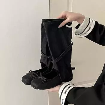 Design sense round head short boots bow hollow stack boots women s summer fashion versatile cool boots retro fashion boots 35