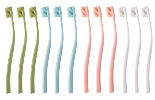 Design Toothbrushes with holes that reach the backs of set set x 3 [Good Award] molars, 12-piece (assorted 4-color boxes)