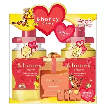 Design Winnie the Pooh 2023 Creamy EX Damage Repair Limited Pair Set Дорожный набор [Limited Limited] &honey [Шампунь/Лечение/4-шаговый набор] |