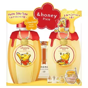 Design Winnie the Pooh 2024 Pixie Moist Silky Limited Pair Set Travel Set [Limited Limited] &honey [Шампунь 440 мл/Лечение 440 г/4-шаговый набор] жёлтый