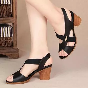 Design Women s Rome Sandals Summer Outdoor Fashionable Open Toe Sandals New Simple and Versatile Mom Sandals Sandalias De Mujer 35 чёрный