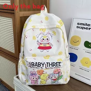 Designed Minimally Backpack With Baby Three Doll Print Designs For Daily Kids