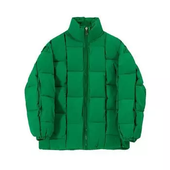 Designed Woven Stand Collar Cotton Coat Men s Winter Cotton Coat Korean Style Loose Cotton Coat M чёрный