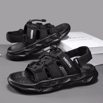 Designer 2025 Men s Beach Sandals Sports Outdoor European and American Sports Leisure Men s Creek Cool Leather Shoes 39 чёрный