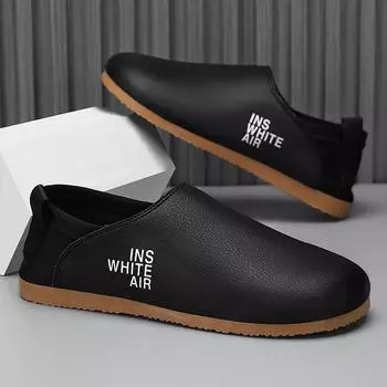 Designer 2025 summer light foot Doudou shoes one pedal microfiber leather surface foreign trade Douyin casual leather shoes 39 чёрный