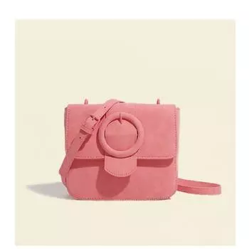 Дизайнерская сумка кроссбоди женская Новая сакурово-розовая ПУ маленькая квадратная сумка матовая простая элегантная сумка на одно плечо (20cm<Max Length<30cm)