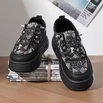 Designer Douyin Four Seasons Guochao Camouflage Internet celebrity niche ins Cloth Harajuku Tooling Sneakers Men s Shoes 39 чёрный