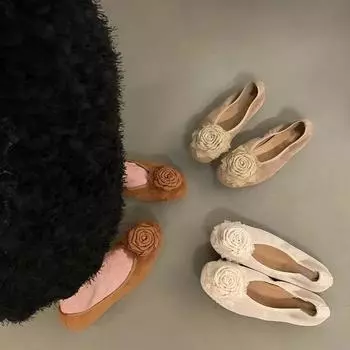 Дизайнерские женские туфли-балетки с цветочным принтом, модные туфли-лоферы без застежки с мелким вырезом, женская обувь на мягкой подошве для платья 35