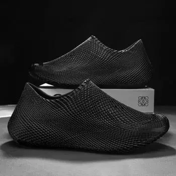 Designer light luxury 2025 summer new 3D hole shoes fully surrounded couple casual sandals wearing beach shoes men 36 чёрный