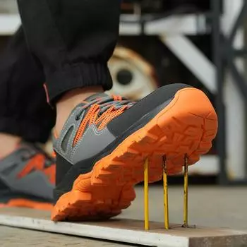 Designer Lightweight Steel Toe Safety Shoes Fashionable Walking Mens Casual Shoes серый