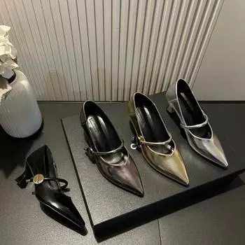 Designer Low Heel Slip On Women Mary Jane Shoes Fashion Shallow Butterfly-knot Shoes Ladies Elegant Party Dress Pumps Shoes 35 серебряный