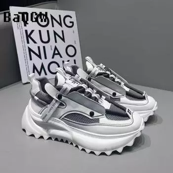 Designer Luxury Chunky Sneakers Men Cover Bottom Board Shoes Fashion Casual Mesh Breathable Increased Internal Platform Shoes 39 белый