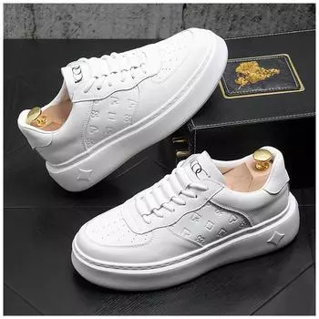 Designer Men s British White Height Increasing Causal Flats Shoes Loafers Sport Walking Sneakers Zapatillas Hombre 38 белый