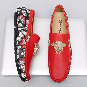 Designer Mens Genuine Leather Boys Teens Luxury Brand 35~48 Casual Brand Shoes for Men Women Driving Male Moccasin Flats Loafers 4.5