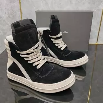 Designer NEW Ro Black Frosted Inverted Triangle High-top British Retro Men s Shoes Joker Couple Shoes Small Essential. 36