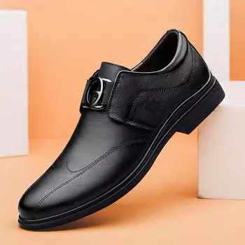 Designer s Men s Genuine Leather Shoes High-end Business Dress Shoes Versatile Spring Autumn Men s Low Top Shoes Free Delivery 38 чёрный