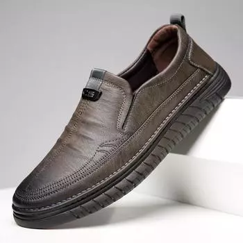 Designer Shoes Men Leather Shoes Men s Soft Cowhide Business Casual Shoes Soft Sole Men s Shoe Loafers Men Zapatos De Hombre 38 хаки