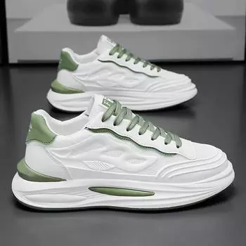 Designer Trendy Men Casual Shoes High Quality Breathable Versatile Youth Running Shoes Vulcanized Shoe Sneakers Tenis Masculino 39 зелёный