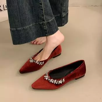 Дизайнерские женские туфли Мэри Джейн, модные туфли с кристаллами и острым носком, удобная мягкая подошва, свадебные туфли для вечеринки, Zapatos De Mujer 35