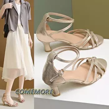 Designer Women s Sandals 2024 High Quality Summer New Ladies Stylish Open Toe Fish Mouth Luxury Gold Sandals Sandalias De Mujer 35 чёрный