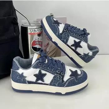 Дизайнерские женские кроссовки Модная уличная обувь для скейтбординга Роскошные брендовые повседневные туфли для женщин Туфли на шнуровке Zapatillas De Mujer 35 синий