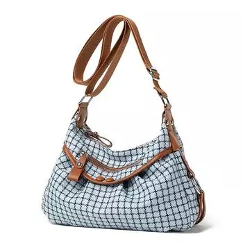 Desinvolte Женская сумка через плечо большой вместимости в модную клетку синий