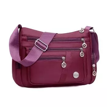 Desinvolte женская сумка через плечо из водонепроницаемой нейлоновой ткани с несколькими карманами, модная и универсальная дорожная сумка на короткие расстояния фиолетовый