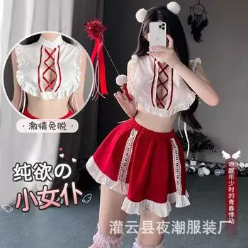 Желание Платье горничной Униформа Сексуальное белье Сексуальная страсть Полуночный гламур Пижамы Халаты Комплект Соблазнение 2734 average size