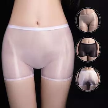 Desire s Temptation Ultra-Thin See-Through Silky High-Elastic Flat-Leg Panties One Size